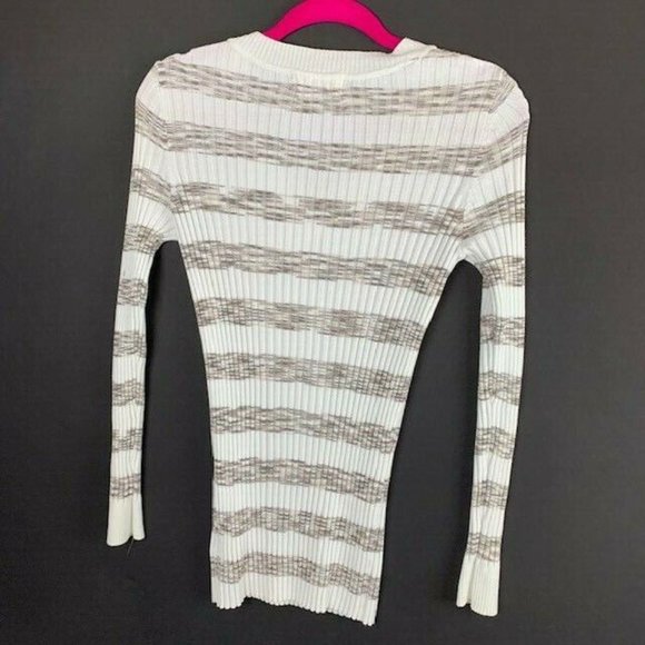Pink Republic Womens Sweater Size Large Brown White Stripe - Picture 3 of 4